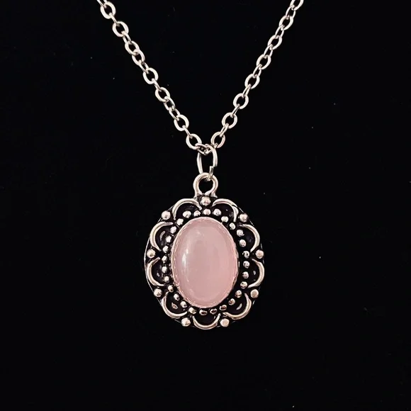 Hand Crafted Rose Quartz Pendant Necklace - Picture 2 of 2